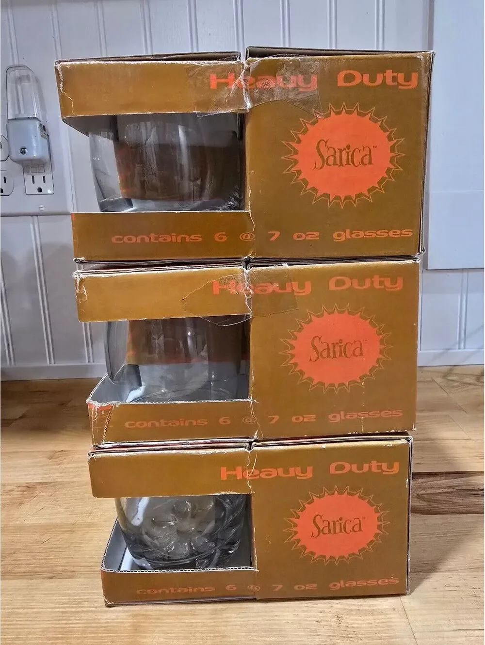 Vtg 1970s Sarica Heavy Duty Rock Glass Tumblers New Old Stock Box of 6 Multi-Qty